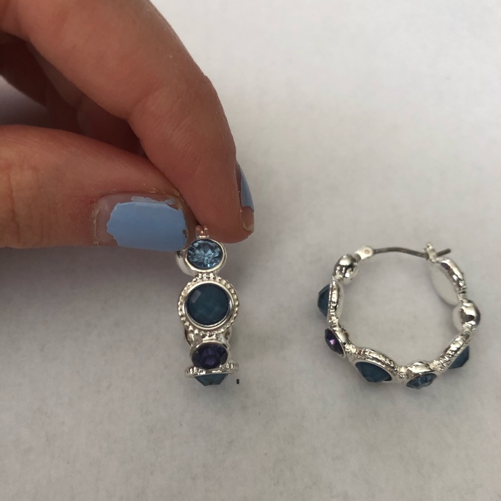 Hoop Earrings with Multi-Color Stones